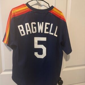 COPY - Houston Astros Bagwell Blue and Orange Sports Jersey with Retro Stripes
